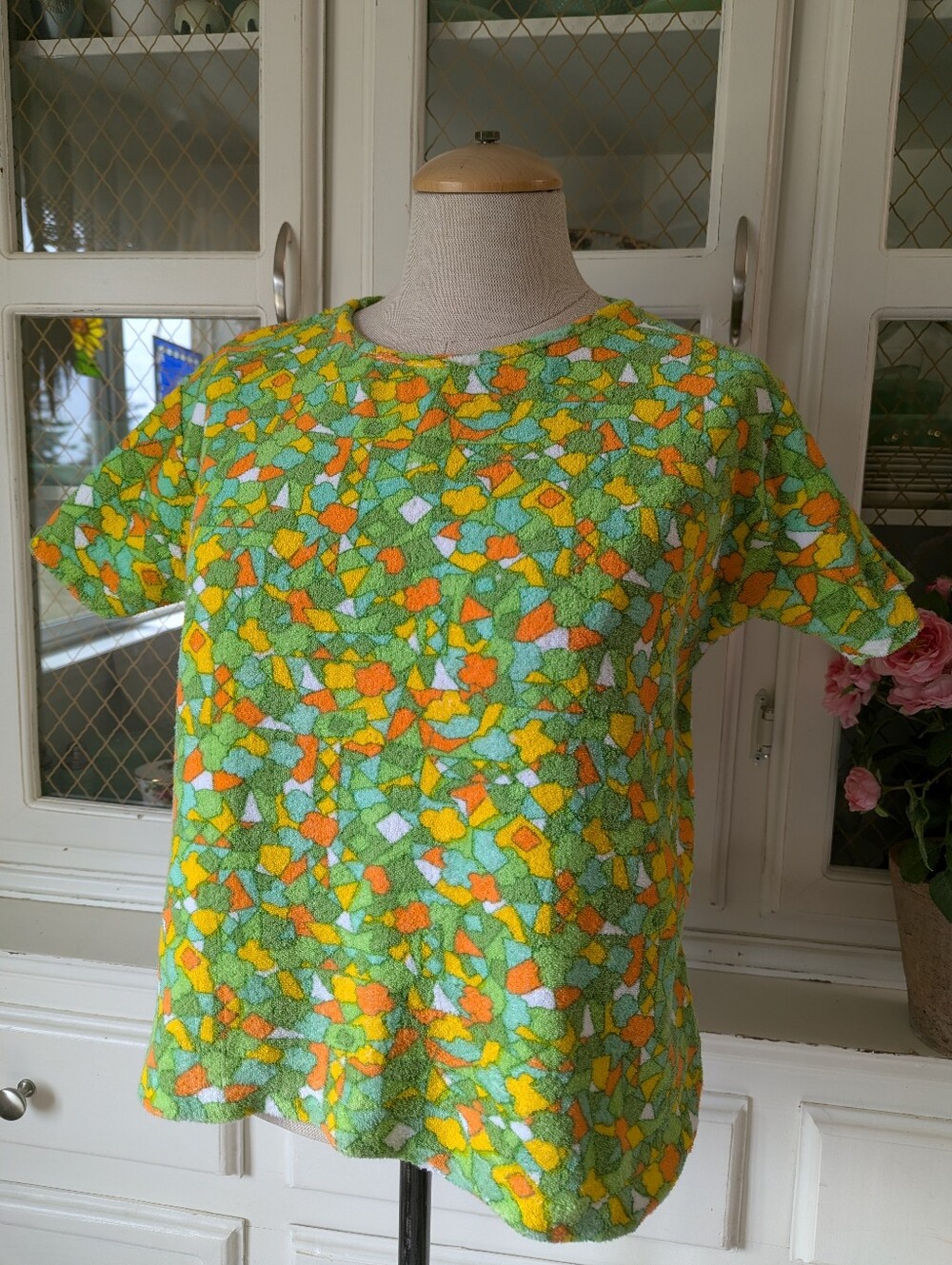 VTG 60s 3 Collection Bright Floral Terry Knit Tops Colorful Retro Print Women's - Picture 10 of 15